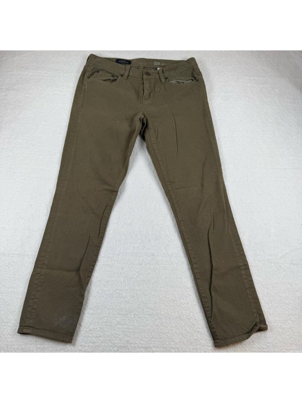 J.Crew Toothpick Jeans Womens Size 30 Tall Green Skinny Extra Slim Stretch Denim